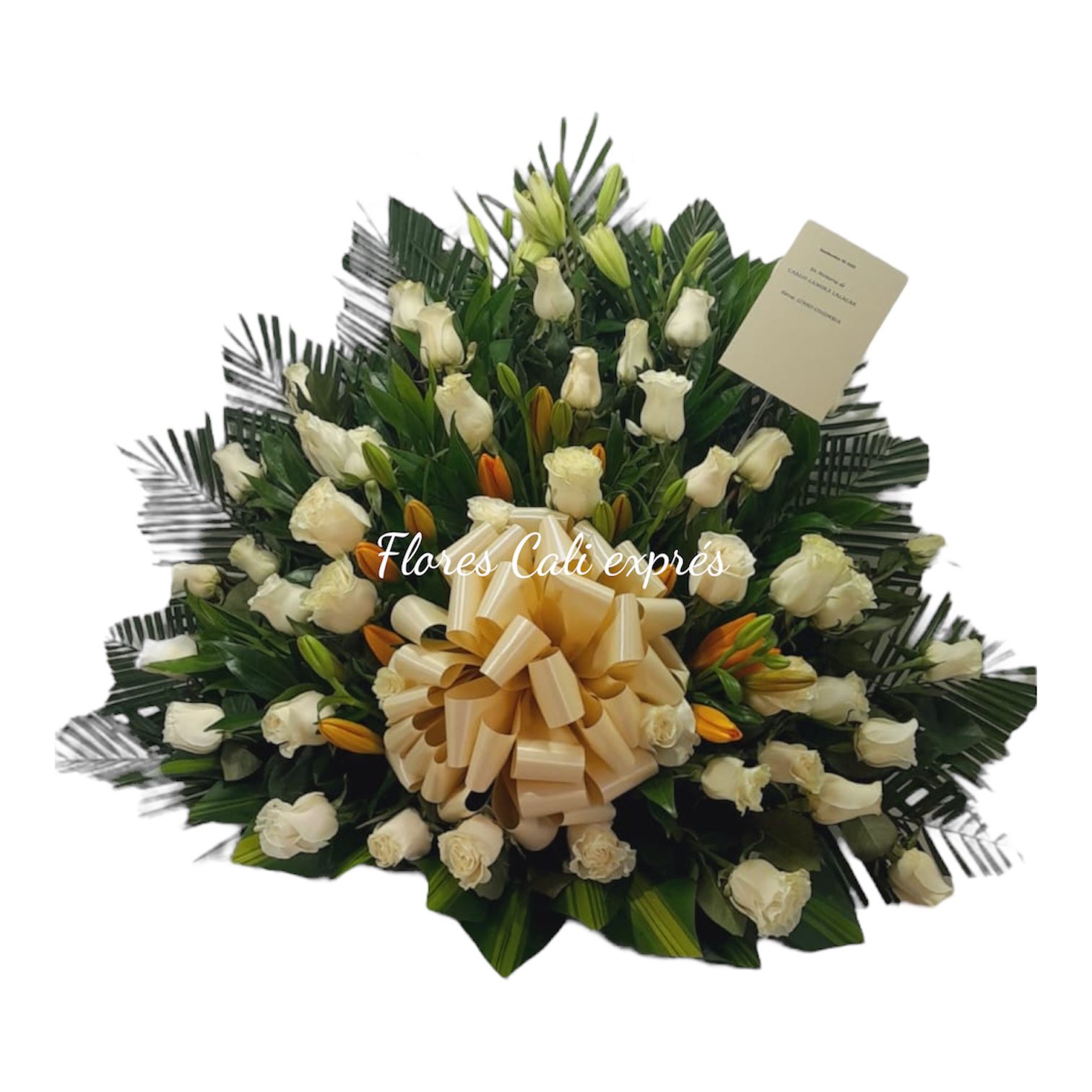 Arreglo Fúnebre Rosas Blancas y Lirios