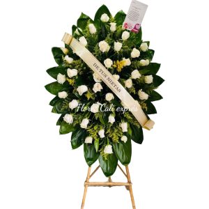 Corona Fúnebre Clásica Blanca – Entrega en Cali