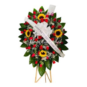 Corona Fúnebre de Rosas Rojas – Flores para Difunto