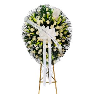 Corona Fúnebre de Rosas Blancas – Flores para Difunto