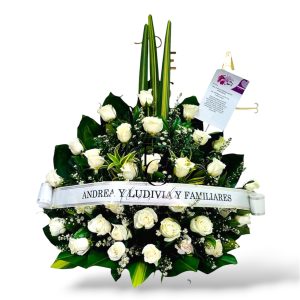 Abanicos de Flores Blancas Fúnebres