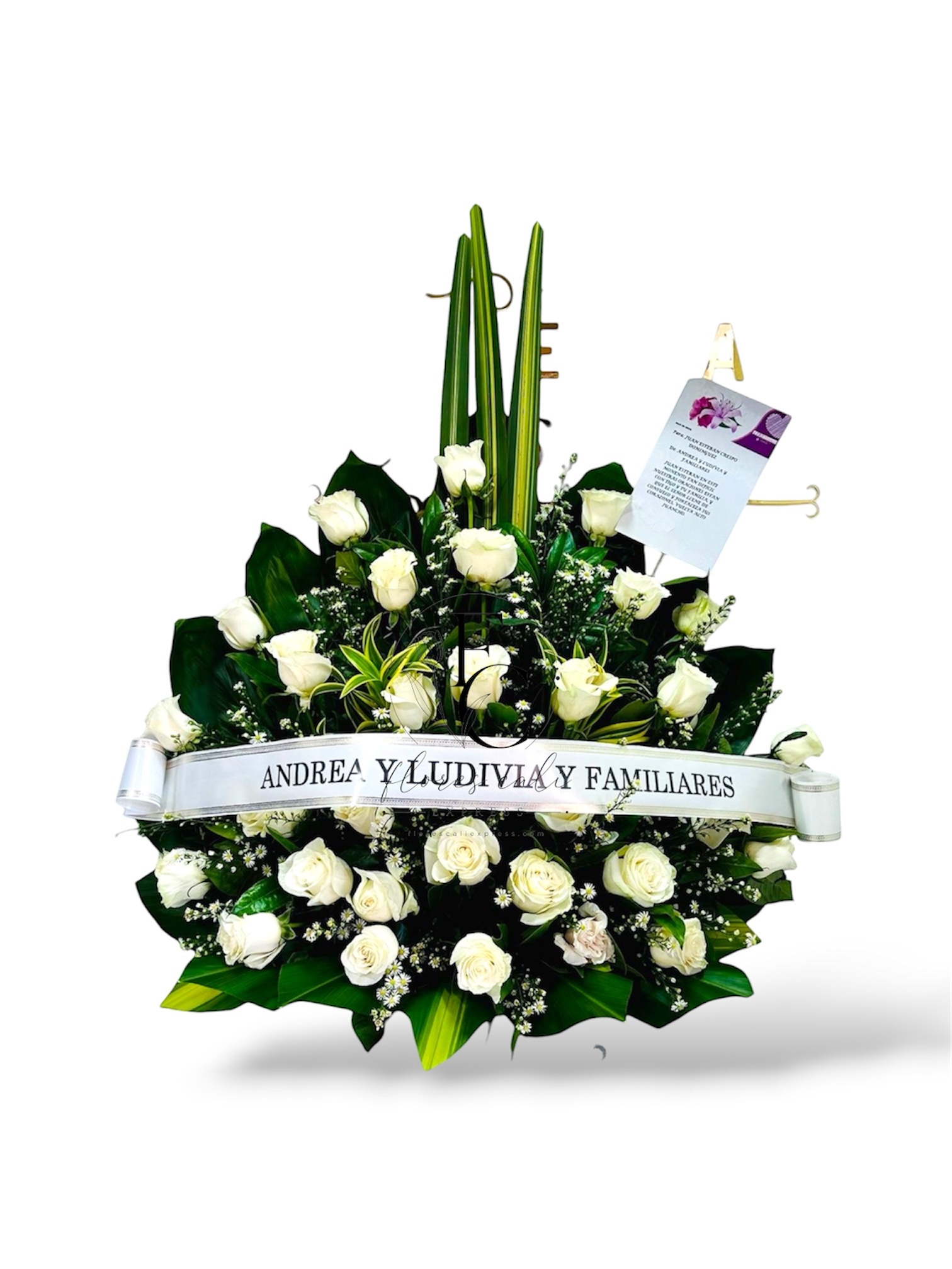 Abanicos de Flores Blancas Fúnebres